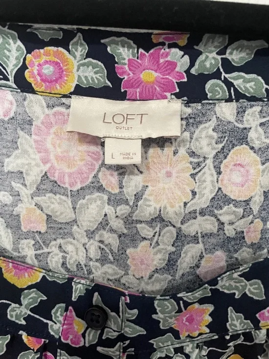 Women’s Loft Floral Square-Neck Long Sleeve Top - Black/Pink - Picture 2 of 5